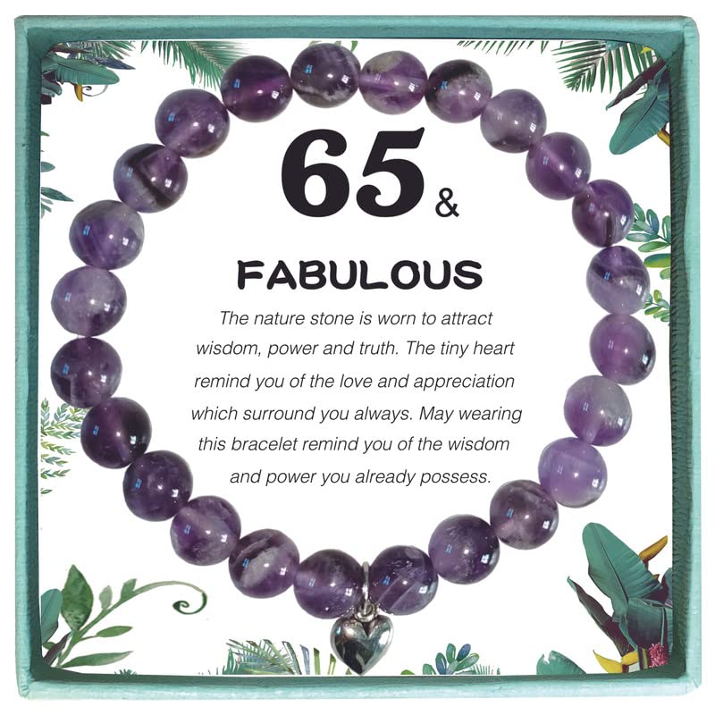 65th Birthday Bracelet 65th Birthday Gifts for Women, 65 Year Old Birthday Gifts, 65th Birthday Gift Women, Wife, Friend, Sister, Coworker Unique 65th Birthday Gifts Purple