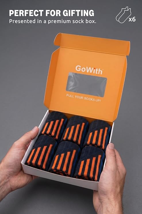 GoWith 3-Piece-6-Piece Bamboo Colorful Sports Pattern Reinforced Wash Box Seamless Running Walking Sports Performance Short Fit Booties Men's Socks
