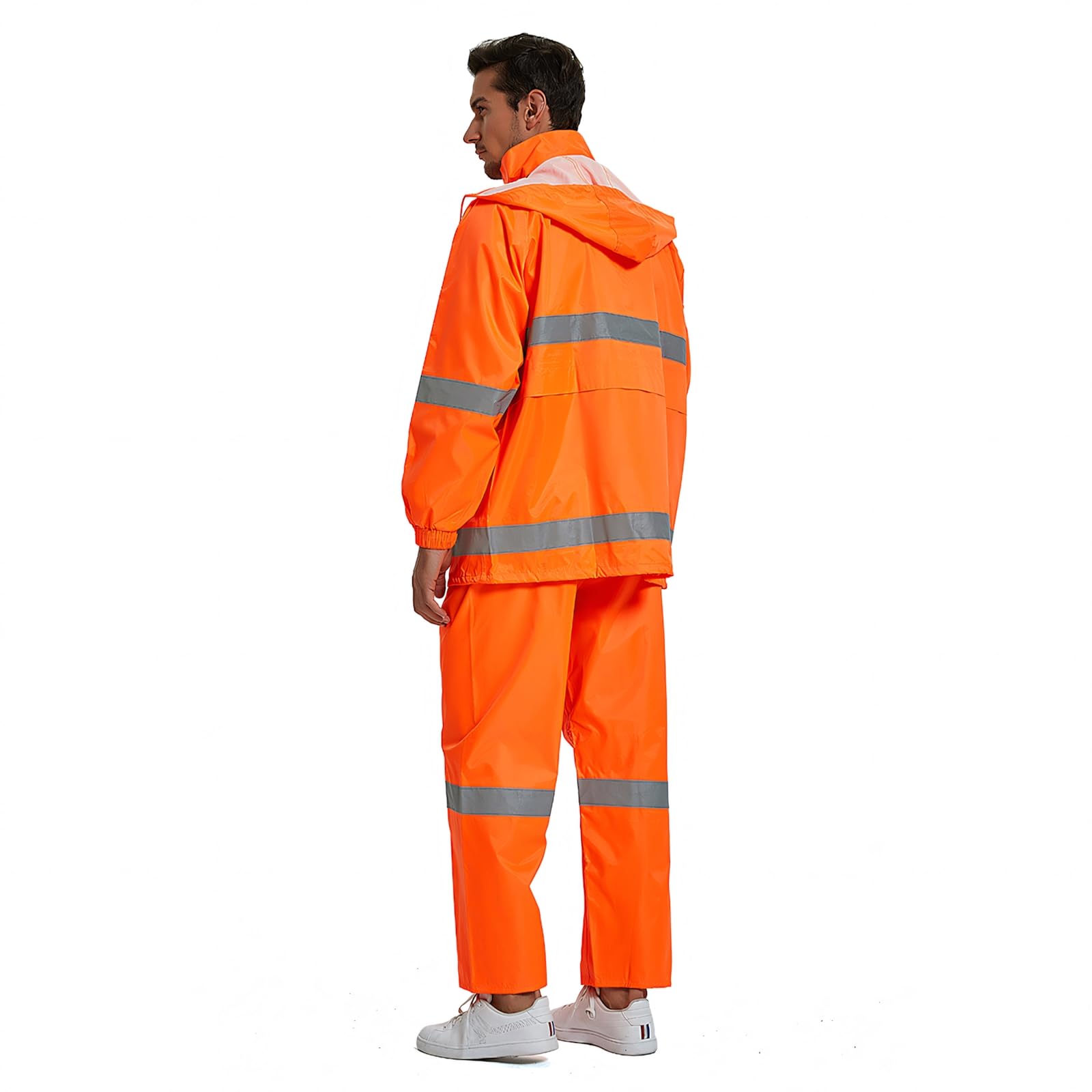 TopTie Combinaison de sécurité réfléchissante haute visibilité imperméable ANSI avec pantalon, Orange, M