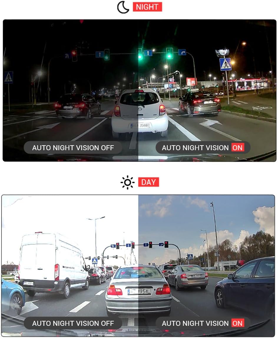 FineVu GX7000-2CH Dash Cam Night Vision Comparison