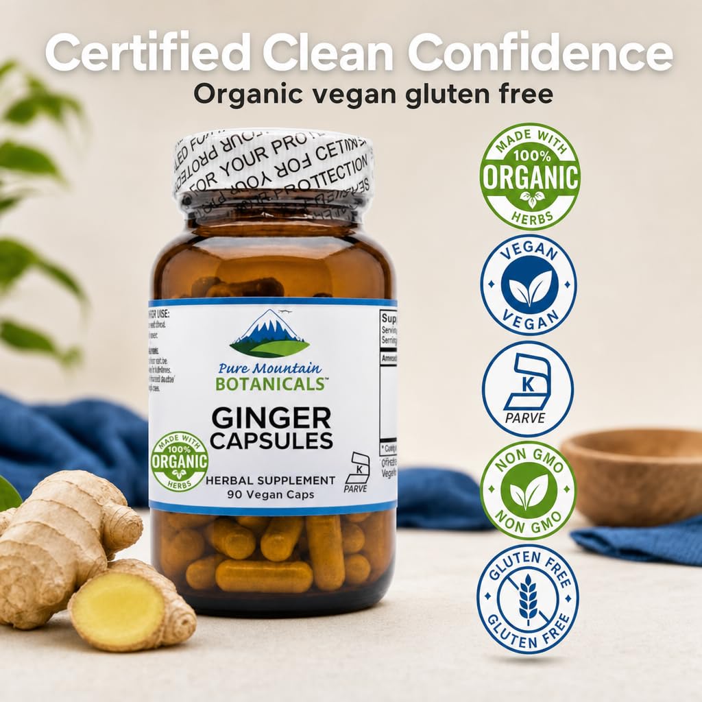 Pure Mountain Botanicals Ginger Capsules - 1000mg Organic Ginger Root — Amazon image 5