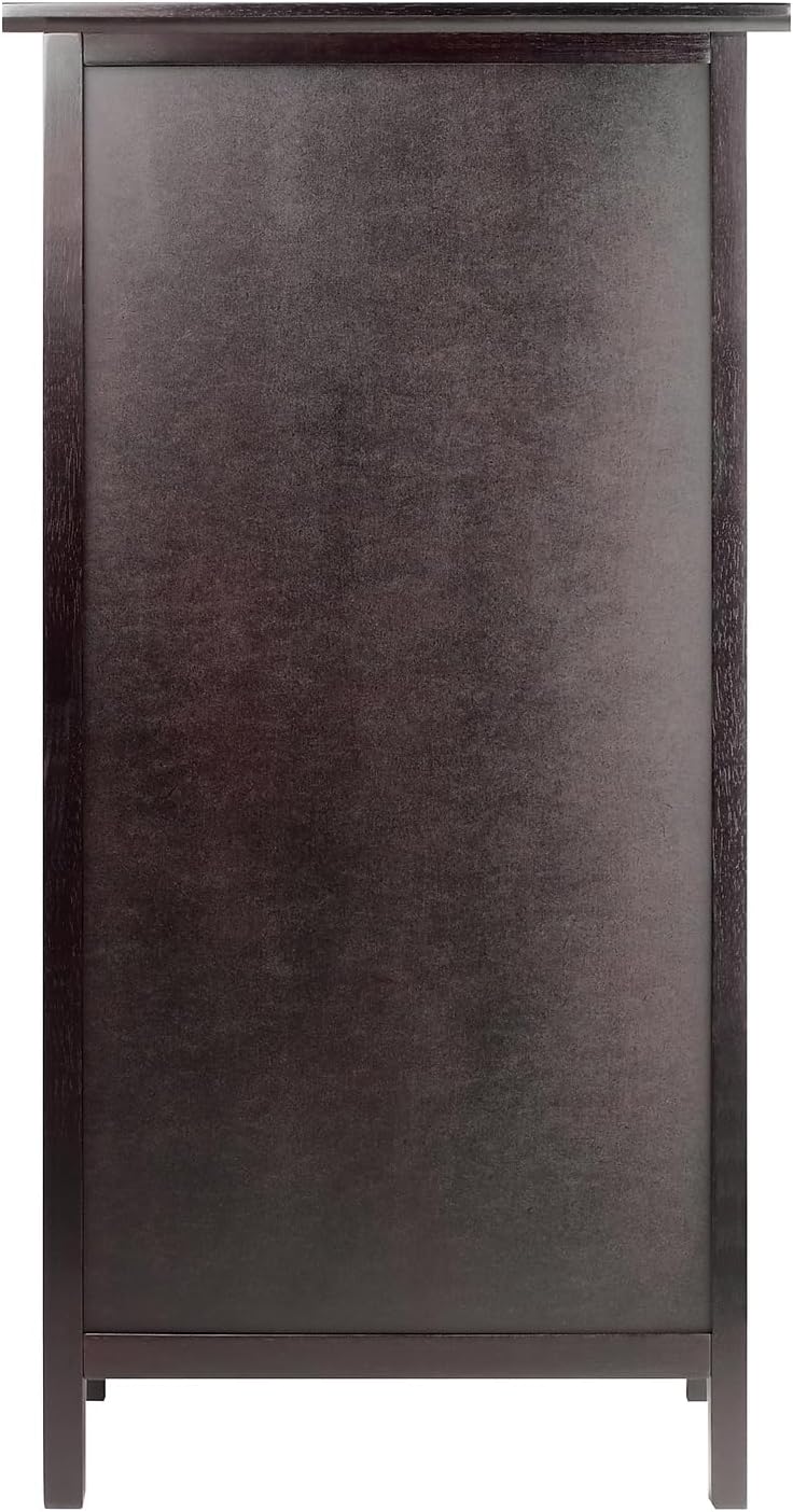 Espresso Transitional 19'' Wine Cabinet with Glass Door & Metal Pulls