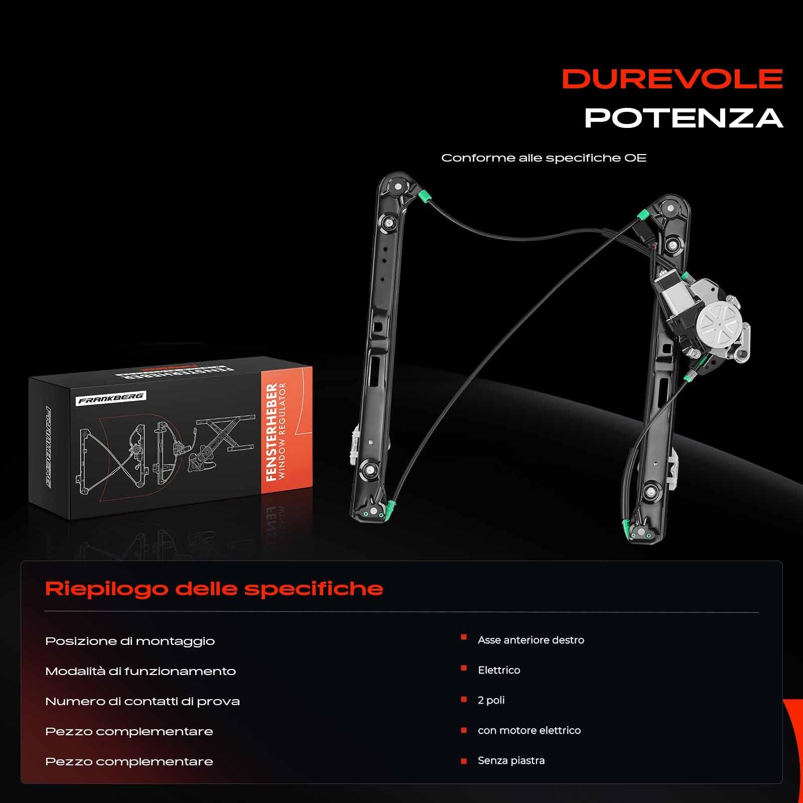 Frankberg Alzacristallo elettrico con motore anteriore destro 51337020660
