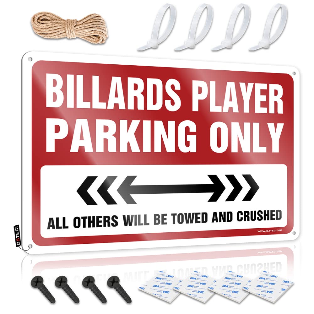 KRAZMURONGD Funny Patio Signs Warning Signs For Bedroom Billards Player Parking Only Tin Sign