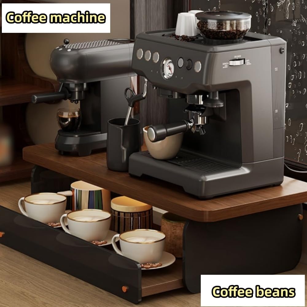 Desktop Coffee Machine Storage Rack, Counter Cups Display Rack, Coffee Pods and Tea Organizer Holder for Kitchen, Living Room(Brown,57cm/22.4in)