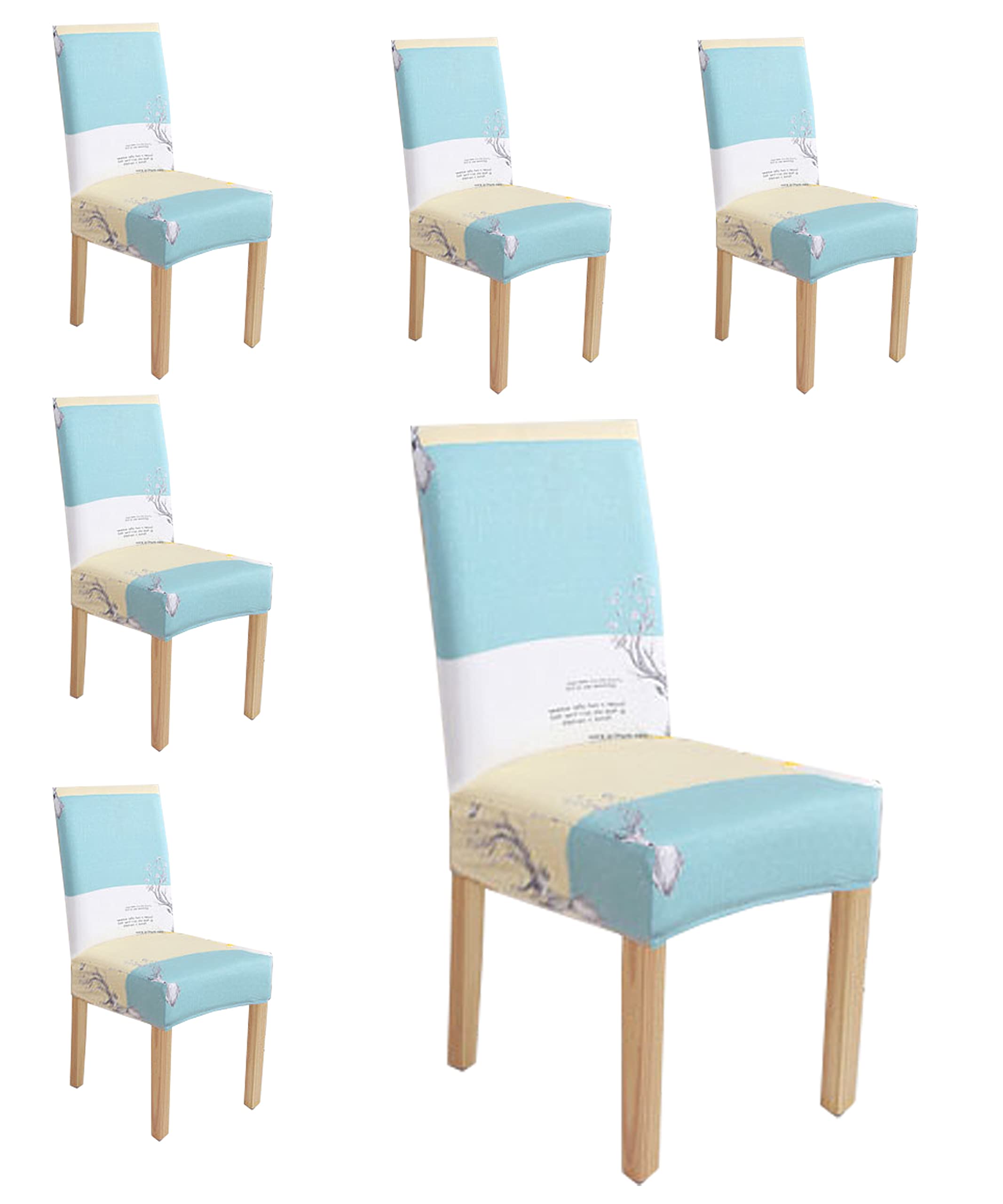 Kriva Chair Cover Set of 6 | Elastic Fitted Dining Seater Cushion Covers | Elastic Protector | Stretchable Slipcover | Hypo-allergenic | High-Tenacity Polyester (Blue, Yellow & White) (B09BF2YHBW) Amazon Price History, Amazon Price Tracker