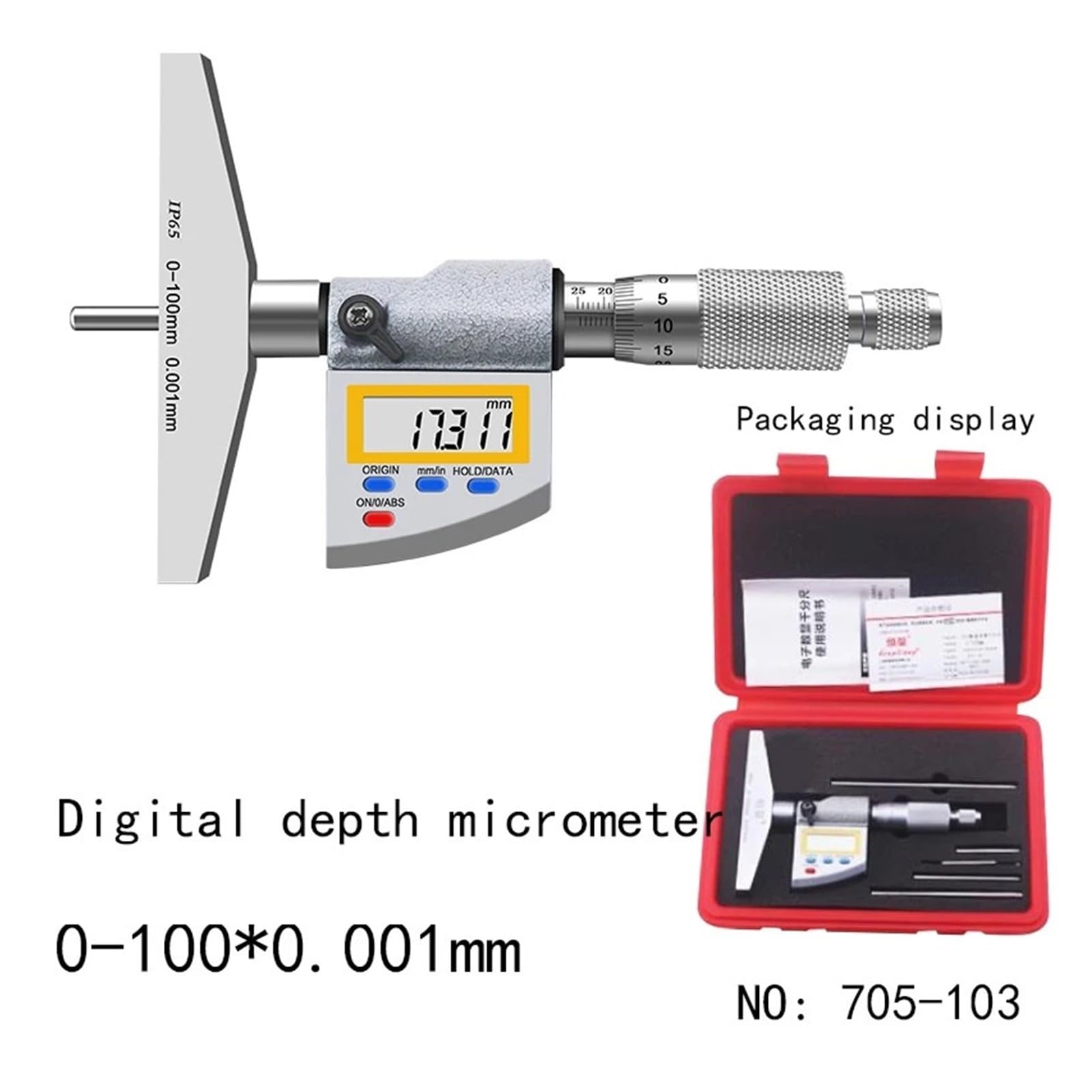 0-100 mm 0,001 mm Pomiar IP65 Micrometros Stal nierdzewna Głębokościomierz Cyfrowy mikrometr głębokości Zmierz wszystko