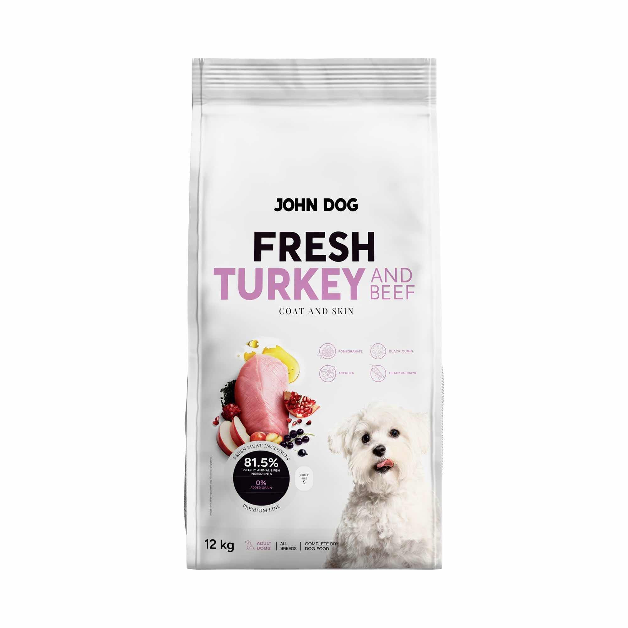 JOHN DOG Fresh karma sucha dla psa Indyk i wołowina 12 kg