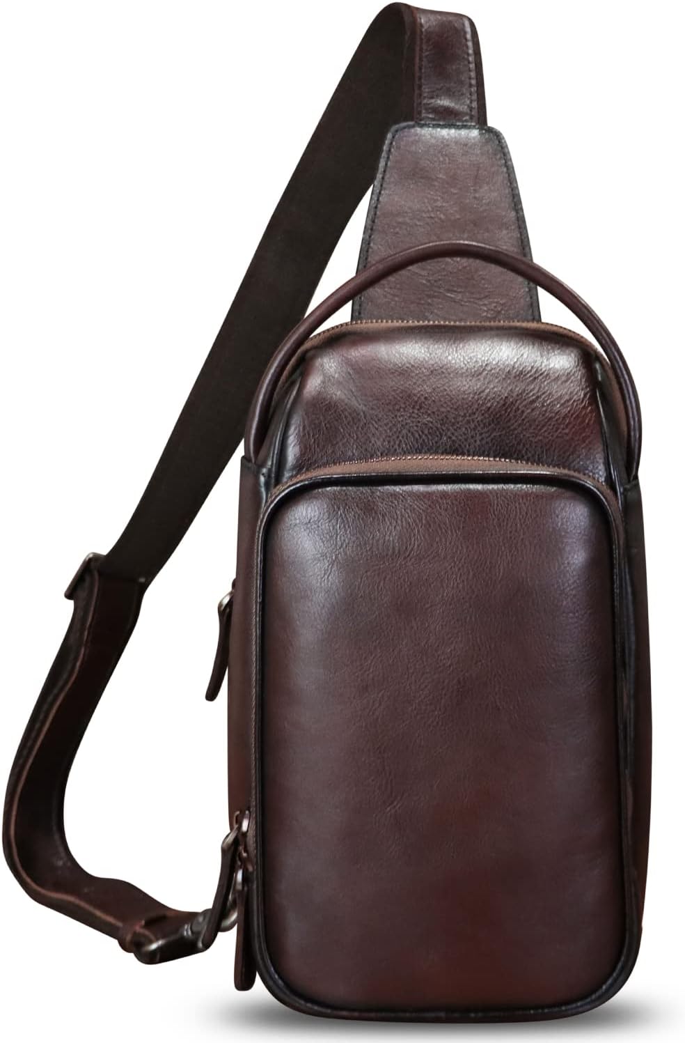 Genuine Leather Sling Bag Retro Crossbody Backpack Handmade Chest Shoulder Hiking Daypack Fanny Purse - Image 3