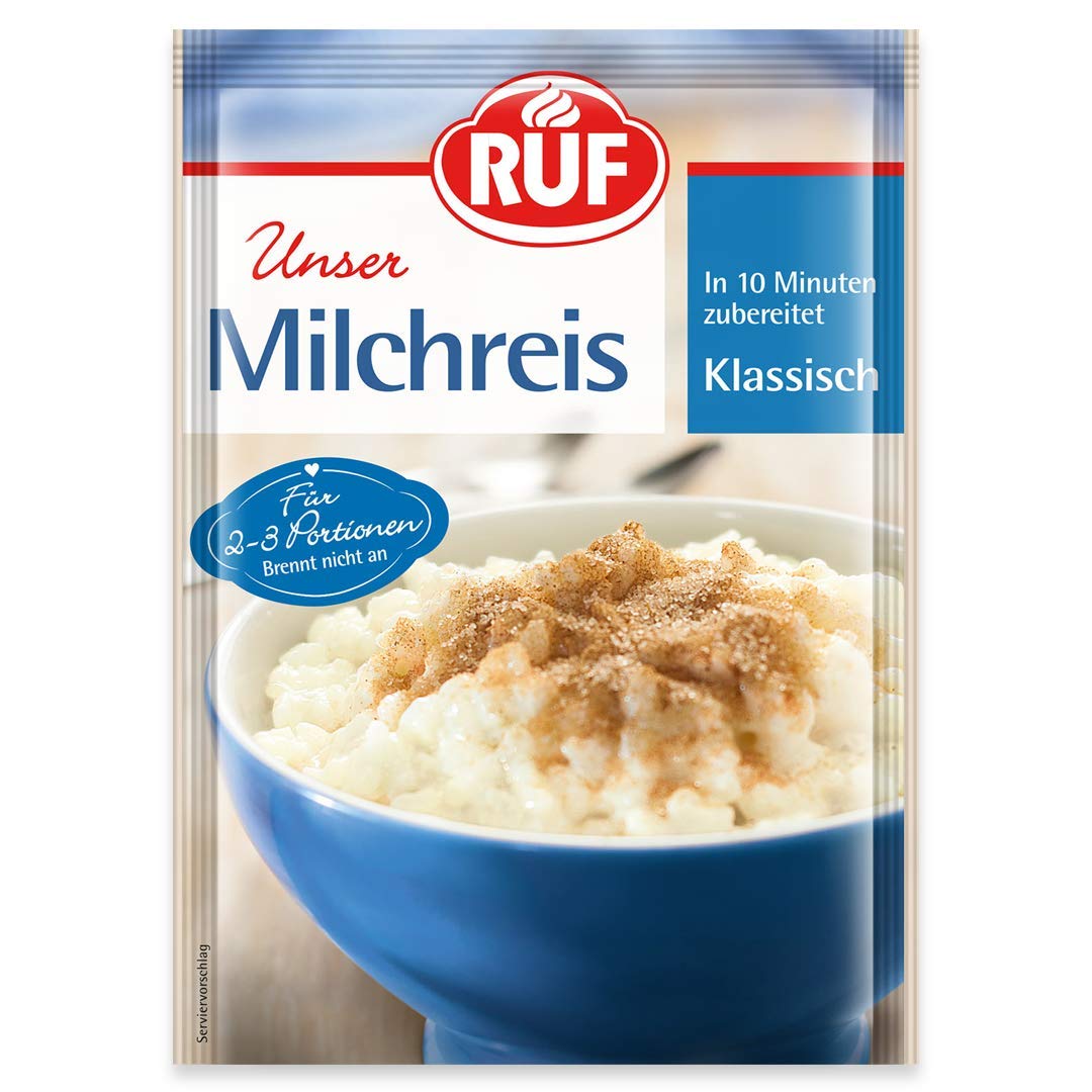 RUF Milchreis Klassische Art, 2-3 Portionen, fertig in nur 10 Minuten als Dessert, Zwischenmahlzeit oder süße Hauptspeise
