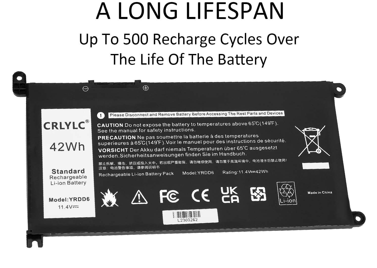 42Wh YRDD6 Batería para portátil DELL Latitude 3310 2 en 1 Series Reemplazo para Inspiron 3480 3490 3493 3590 5480 7586 Series Vostro 3491 5481 Ultrabook Notebook 1VX1H 01VX1H VM7322 Battery