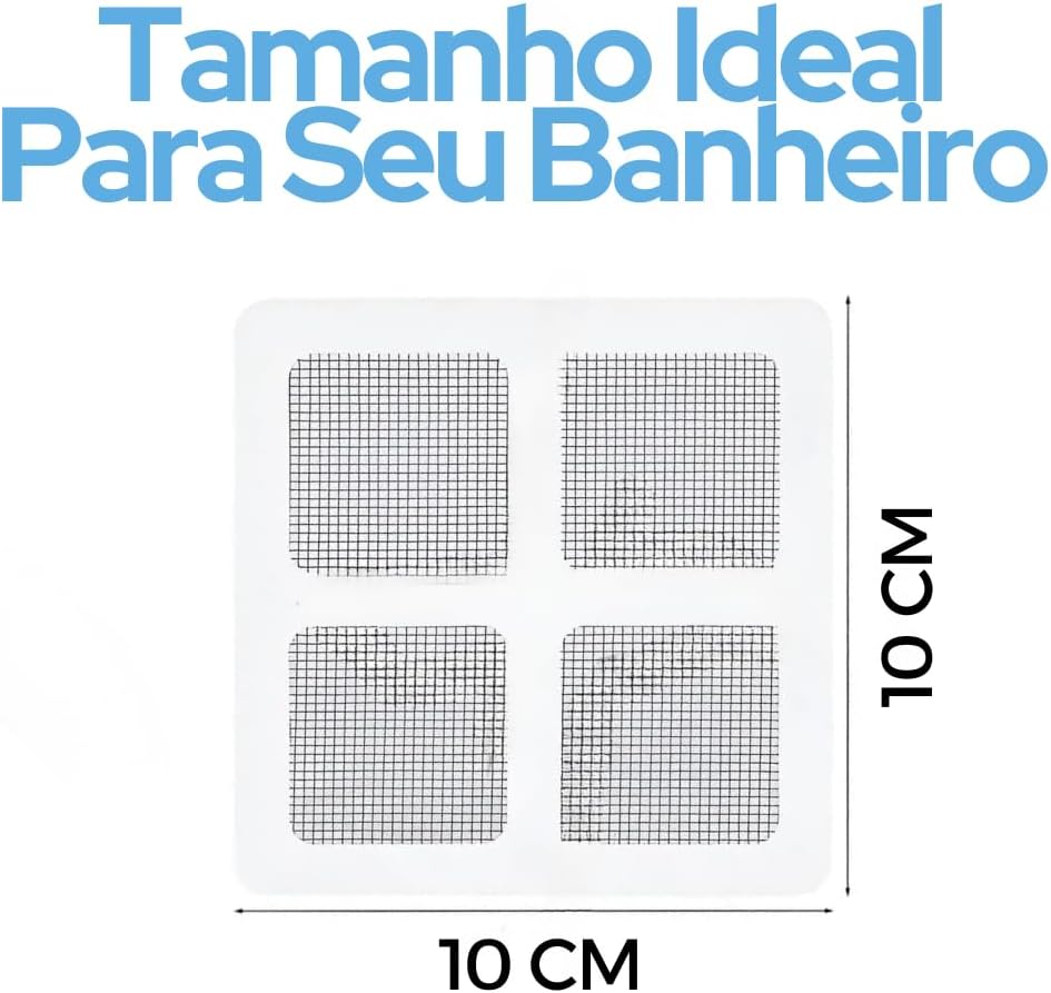 Kit Tela Adesiva para Ralo 10 ou 50 Unidades – Protetor de Ralo Banheiro Anti Inseto, Tela Protetora para Ralos de Pia, Banheiros e Chuveiro Premium MyBrins (10 Unidades)