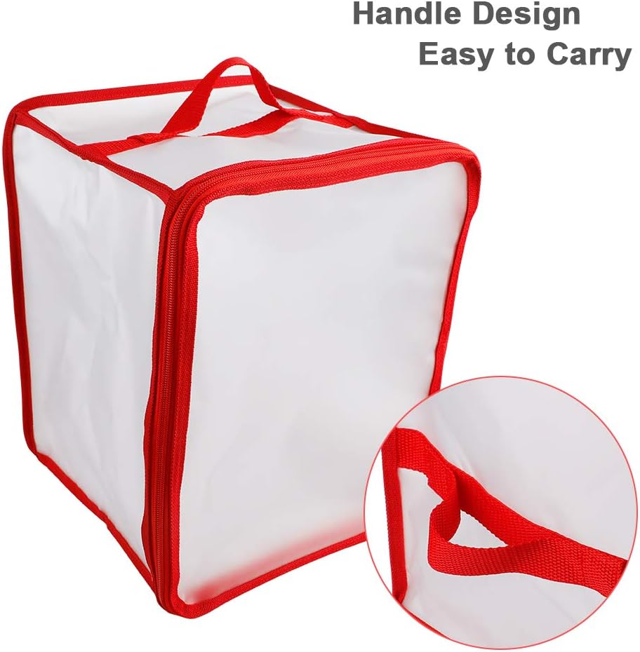 PVC Christmas Storage Container with Inner Partitions, Christmas Wreath Storage Box Holiday Wreaths Garland Storage Holder Dual Zippered Christmas Balls Storage with Durable Handles(White)
