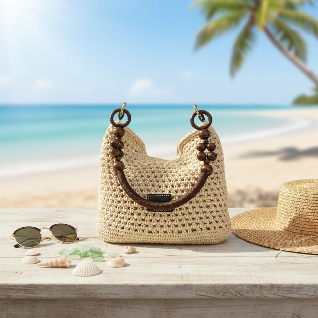 Boho Summer Vacation Women's Straw Woven Box Handbag Crossbody Shoulder Hobo Bags Crochet Handbag Beach Straw Purse image 3