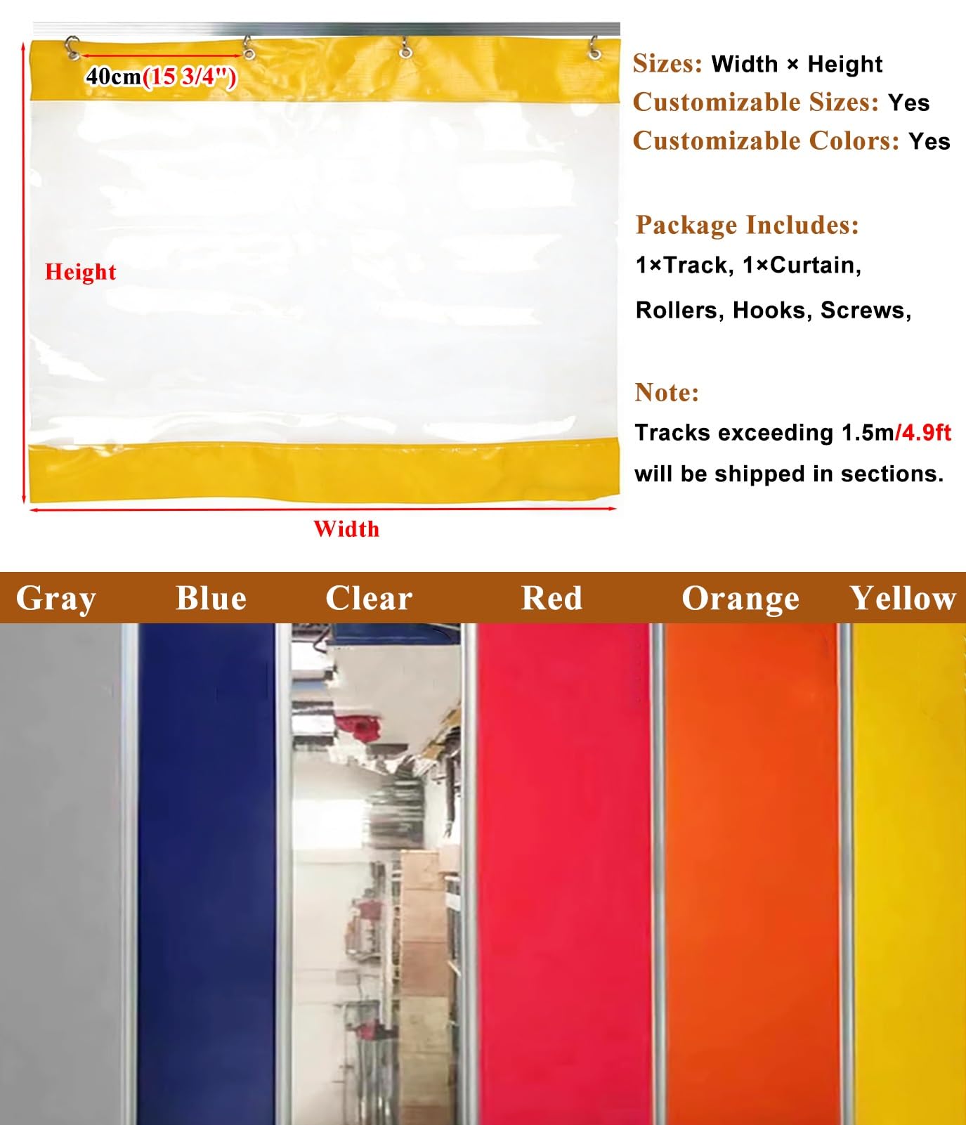 Cortina Separador Cortina Divisoria de Taller de PVC Amarillo