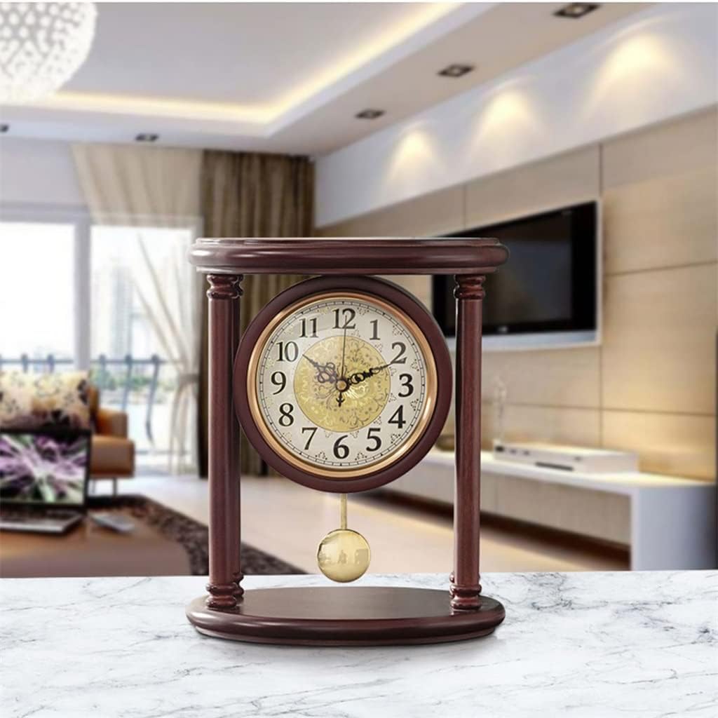 Solid Wood Desk Clock, Home Desktop Decoration, Desk Clock, Living Room, Silent Swing Clock