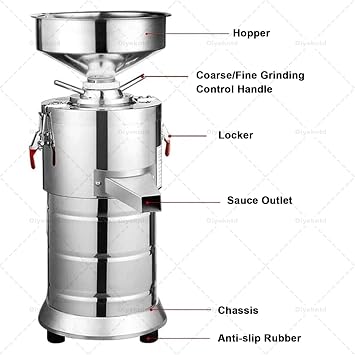 Electric Peanut Butter Maker, Stainless Steel Commercial Nut Butter Grinder, 15kg/h Grinding Mechanism Food Processor Grain Grinding Machine for Almond, Coffee, Cashew, Walnut, Pumpkin Seed