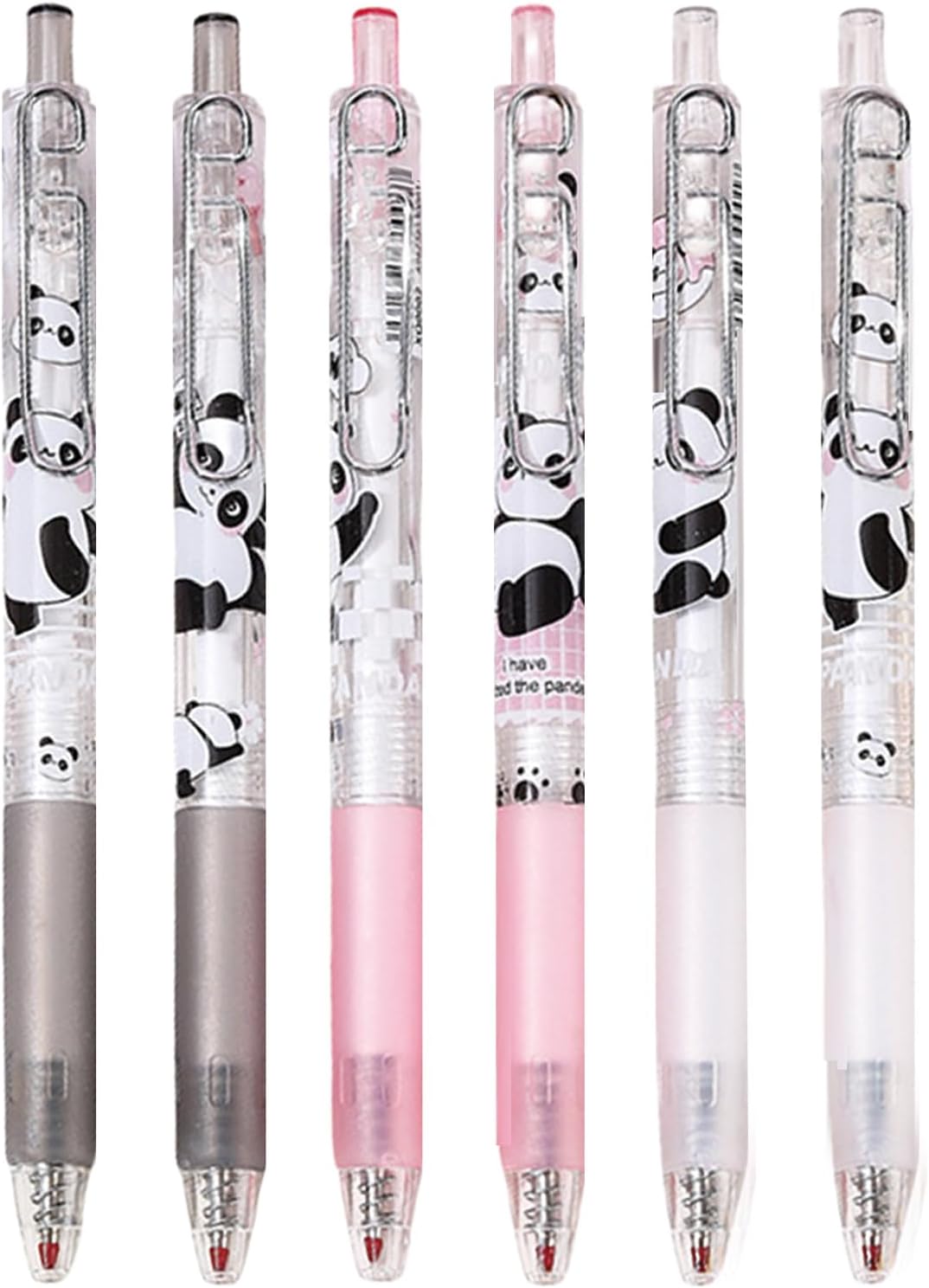 6 Pcs Gel Ink Pens Cute Cartoon Panda Pens 0.5mm Black Ink Retractable Pens Office School Pen Women Pen Kawaii (Panda-3)