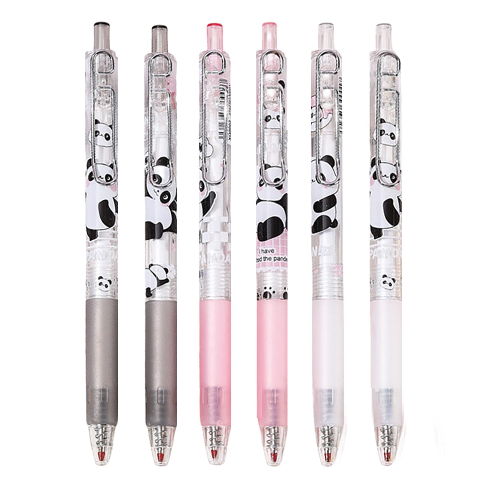 6 Pcs Gel Ink Pens Cute Cartoon Panda Pens 0.5mm Black Ink Retractable Pens Office School Pen Women Girl Boy Pen Kawaii (Panda-3)