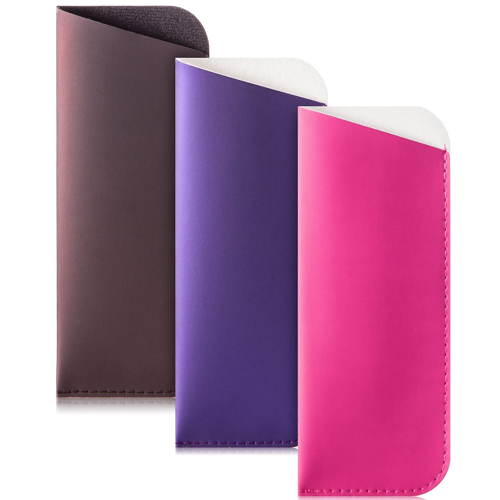 TRIUMPH VISION Reading Glasses Pouch Eyeglass Sleeve Soft Case Slim 3 Pack