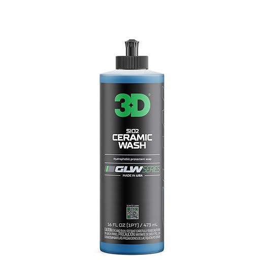 3D SiO2 Ceramic Wash and Wax Soap, GLW Series | Hyper-Glide Hydrophobic Formula | Ultimate Dirt & Contaminant Eliminator | Protects Paint | DIY Car Detailing | 64 oz