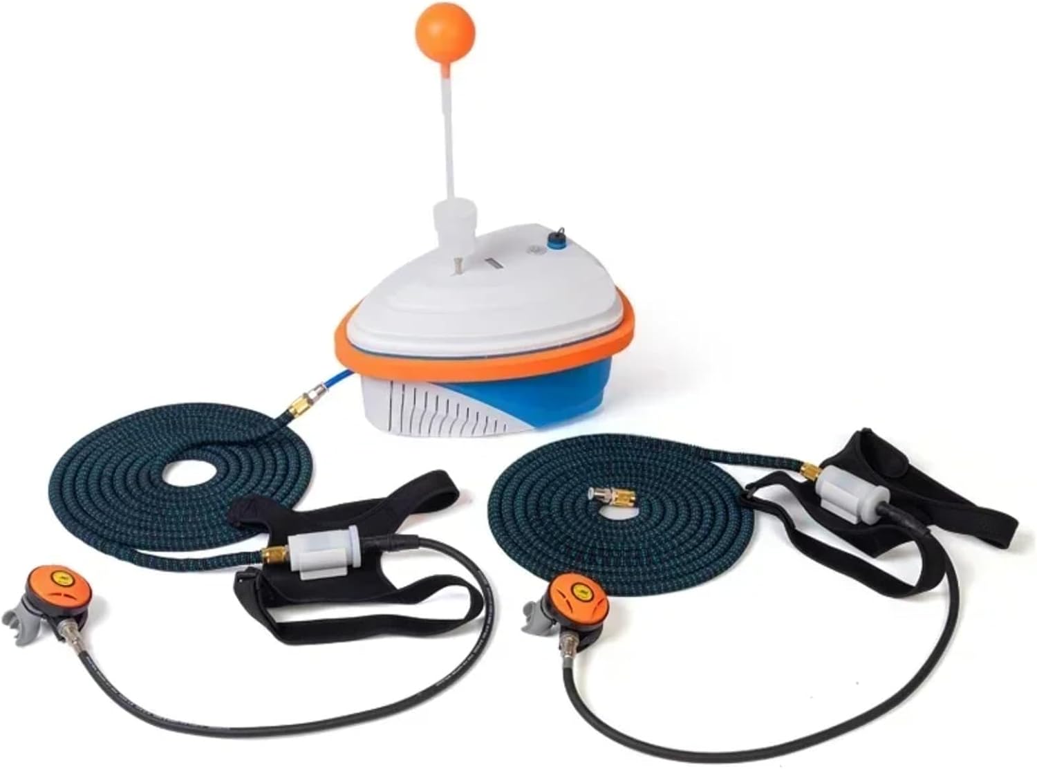 GOYOJO Diving Ventilator 7–10 Hour Tankless Scuba Air System, Dual User Portable Rechargeable Hookah Diving Compressor for Snorkeling, Spearfishing, Pool and Shallow Water Exploration