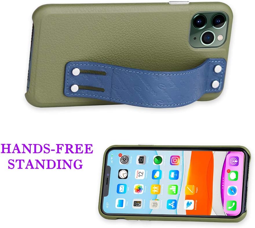 🔥 Cashback up to 70% Cassenger The Foldable Kickstand Series Leather Case Compatible with iPhone 11 Pro Max - Green/Blue