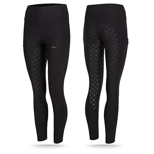 Eskadron Reithose Riding Tight PRO, Reithose Fullgrip, Reitleggings mit Handytaschen, Widerstandsfähige Reiterhose - Schwarz - M