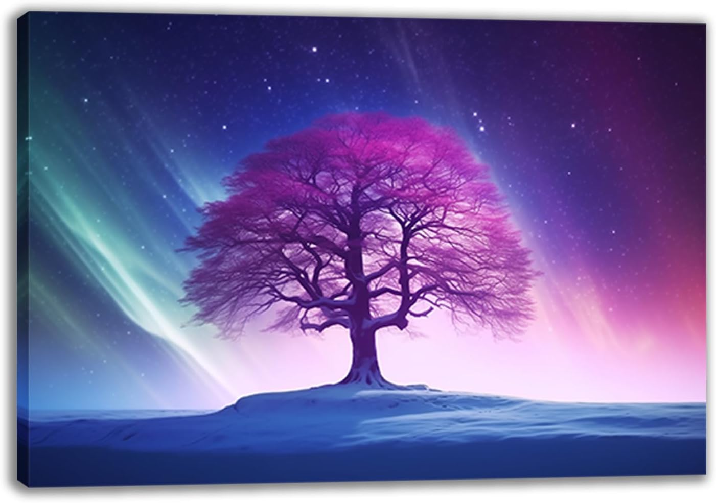 Aurora Canvas Wall Art, Green and Gold Aurora with Lake Painting Picture Aurora Borealis Poster Print for Living Room Bathroom Decor(Artwork-02, 18"x12")