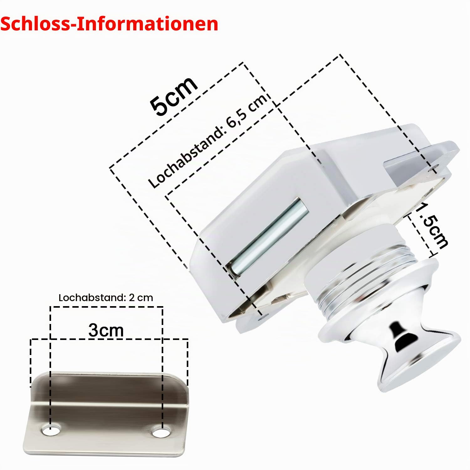 LESOLEIL Push Lock Wohnmobil, Push Button Schloss Door Catch Schrank Schublade Möbelschloss für RV Camper Caravan Wohnwagen Yacht Ship Boat Chrom 5 Stück