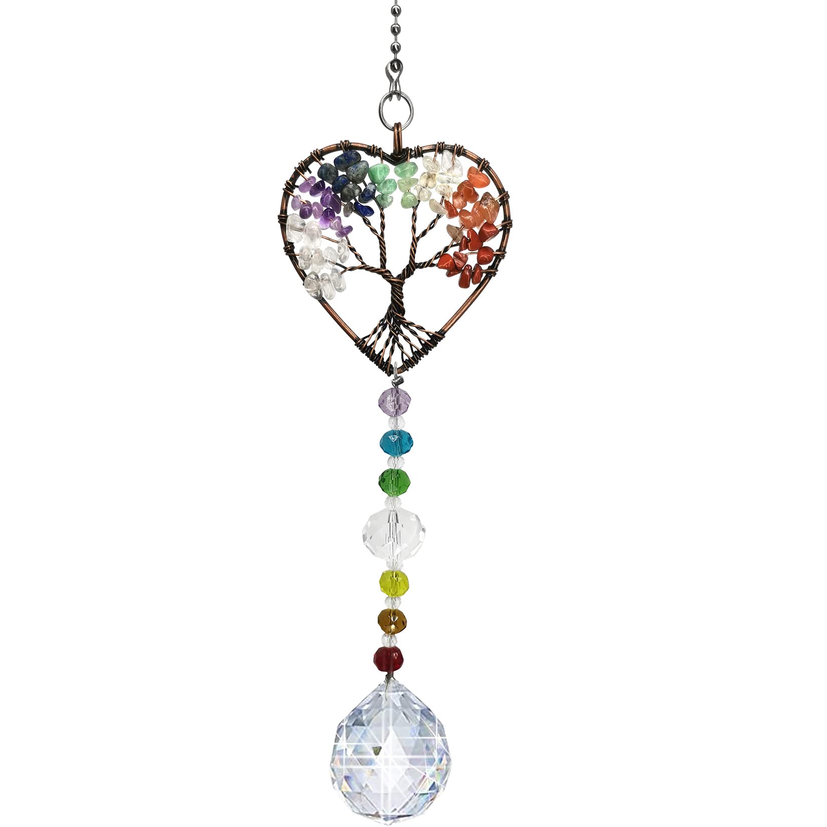 Window Hanging Suncatcher with Crystal , Tree of Life Garden Hanging Rainbow Maker Ornament (Tree of Life-Heart)-picture-31