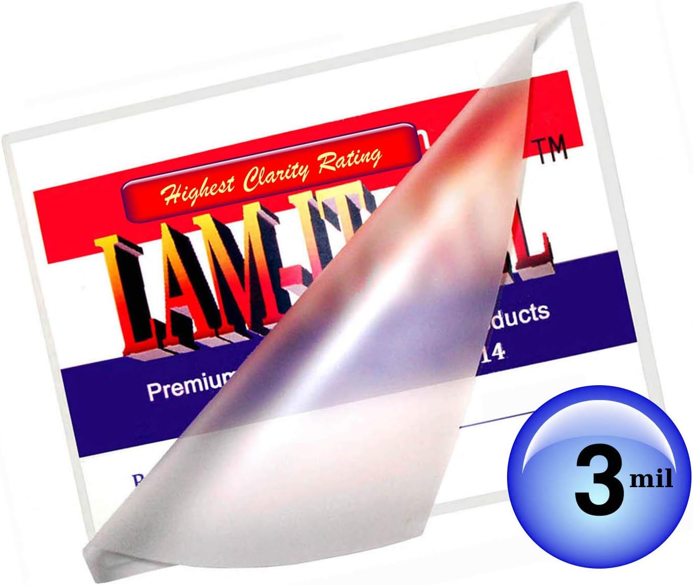 Heat Activated Special Needs Size Laminating Pouches 3 mil x 2 Sides, 12” x 12” (305mm x 305mm x 75um x 2 Sides) [pk of 100] for up Through 11.75” x 11.75” Sheets, Clear Gloss