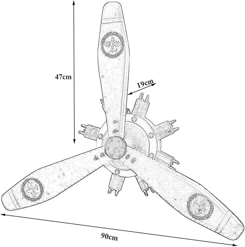 Miniatura 2 de Decoración de pared, KTV Aircraft Hélice de pared, hélice mecánica de montaje en pared de estilo retro industrial, escultura de pared de hierro 3D