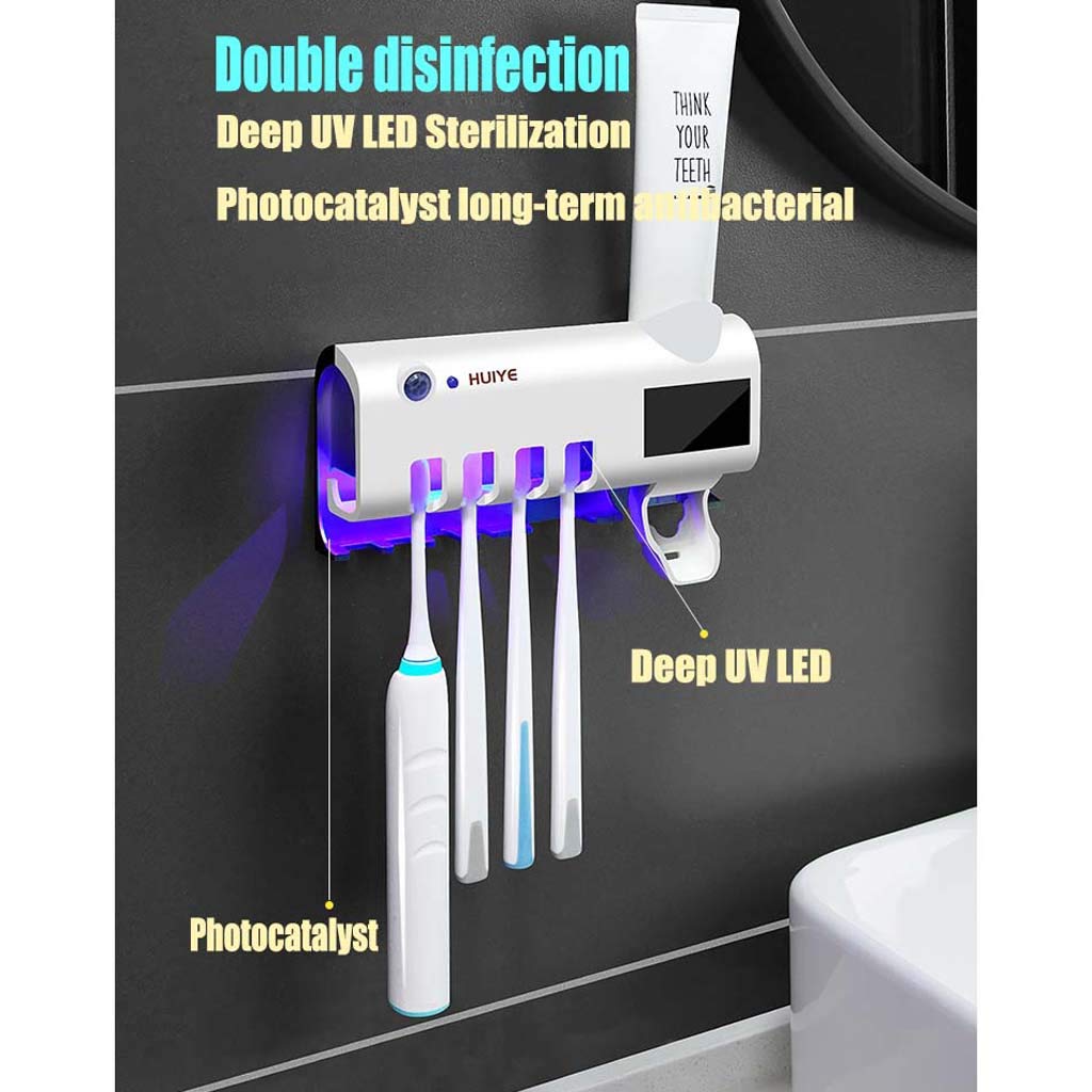 TJH Sterilizzatore per spazzolino da Denti Intelligente, sterilizzazione UV, mensola per dentifricio, Scatola di immagazzinaggio per Asciugatura spazzolino Elettrico a Parete