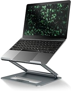 Minthouz Laptop Stand for Desk, Height&Angle Adjustable Aluminum Computer Stand, Ergonomic Laptop Riser Foldable Laptop Holder Compatible with MacBook Air Pro Dell XPS Lenovo HP More 10"-17" Laptops
