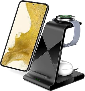 leQuiven Wireless Charger for Samsung, 3 in 1 Wireless Charging Station for Samsung Galaxy Z Fold 3/Flip 3/S21/S21 Ultra S20, Watch Charger Stand for Galaxy Watch 4/3/Active 1/2/Gear S4/S3/Sport