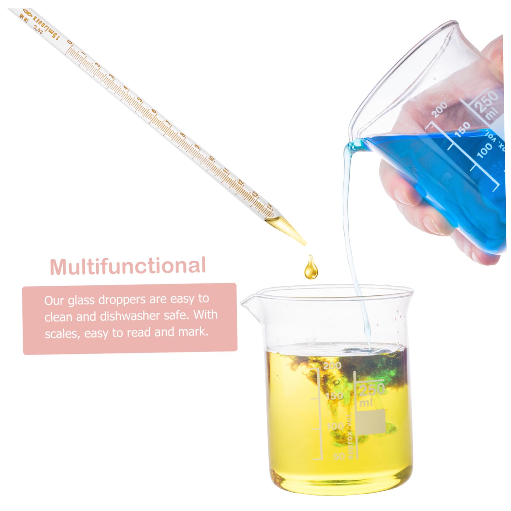 Zerodeko 20pièces Compte-gouttes Verre Pipettes Graduées à Embout Droit Outil De Laboratoire