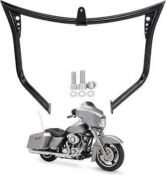 Black Engine Guard Highway Bar Crash Bar for Harley Davidson Touring Road King Street Glide Electra Glide CVO and Trike Models 1997-2008