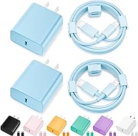 Vista 12 de Cargador de iPhone de carga rápida, [certificado MFi] Paquete de 20 W tipo C bloque de carga rápida con [10 pies y 6 pies] USB C a cable Lightning