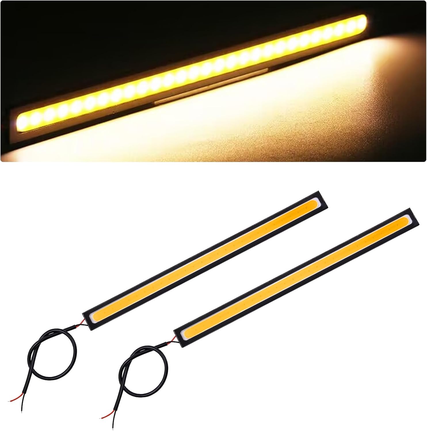 Daytime Running Light Strip for Cars,Led Strip Lights for Car,Decorative Light Bar Super Bright 12V,IP68 Waterproof,17cm Car Interior Exterior LED Strip lamp for Cars,SUVs,Trucks(Yellow)