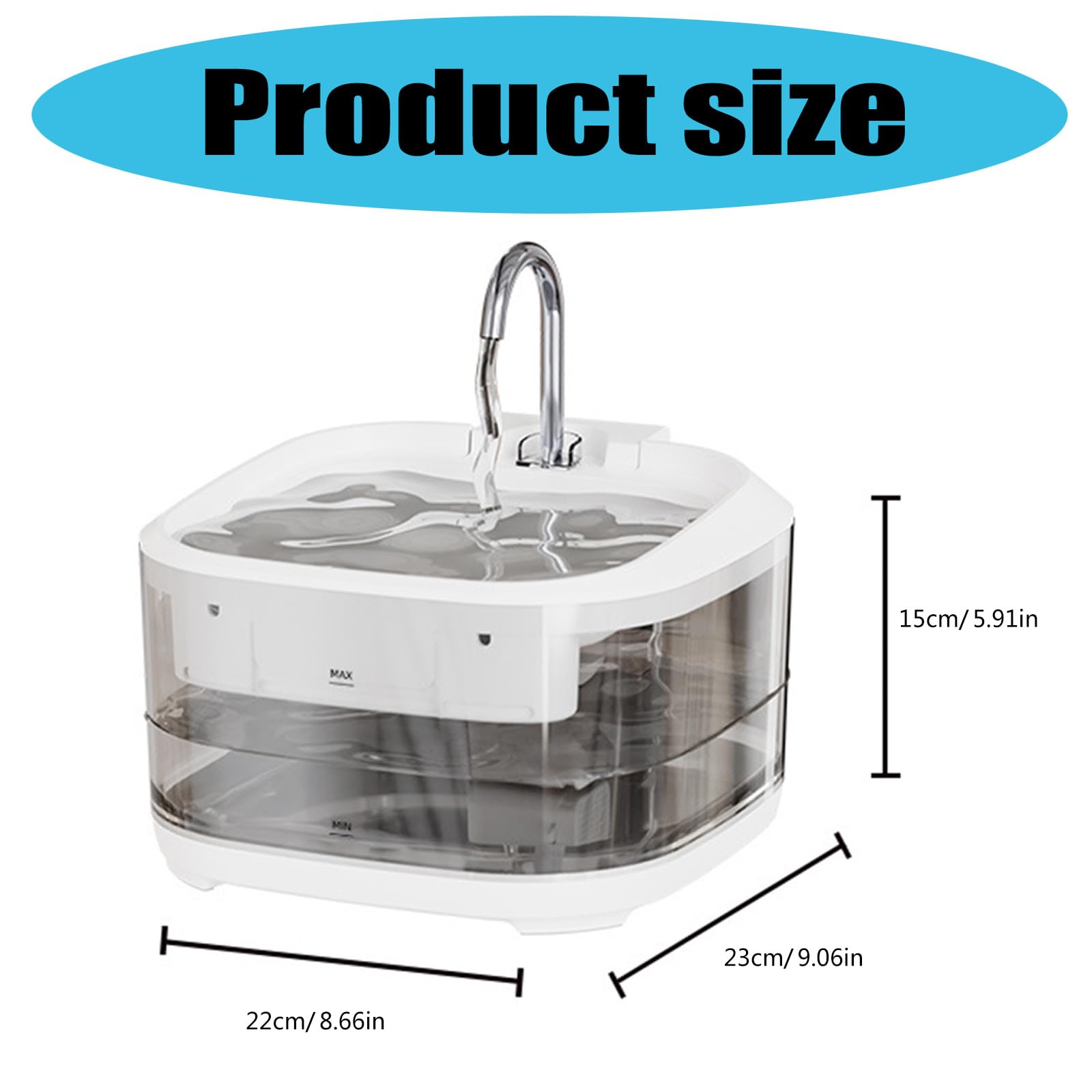Dispensador de agua para gatos con cuenco de acero inoxidable de filtración, fuente de agua de bajo ruido para circulación automática de agua, fuente de agua para mascotas
