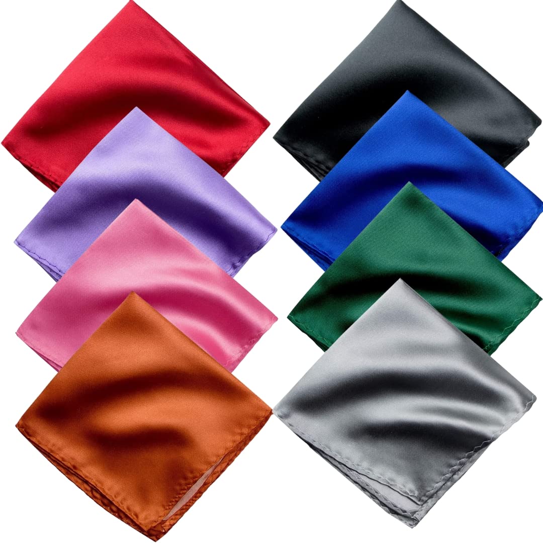 Satin Pocket Square Combo for Men, Wedding Handkerchief for Suits, Blazers & Tuxedo (Pack of 8) (Multicolor)-image-6