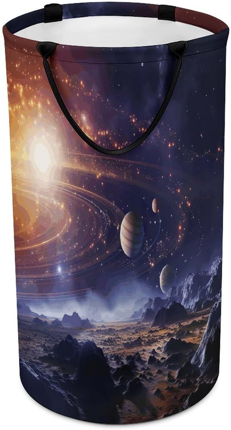 Outer Space Galaxy Universe Large Capacity Laundry Baskets,Collapsible Clothes Hamper with Handles，Laundry Hampers for Bathroom,Bedroom,Towels