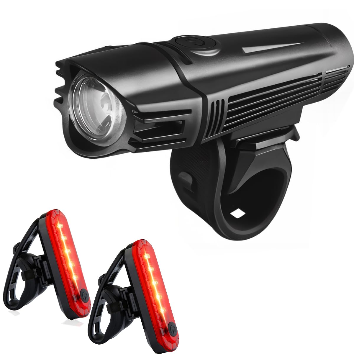 Feu arrière de vélo (2PCS),Lumière vélo Avant et Arrière Rechargeables par USB,Rotatif à 360° 2200mah Phare de vélo et Feux arrière pour vélo, étanche Lampe LED pour Vélo, VTT, VTC, Bicyclette, etc