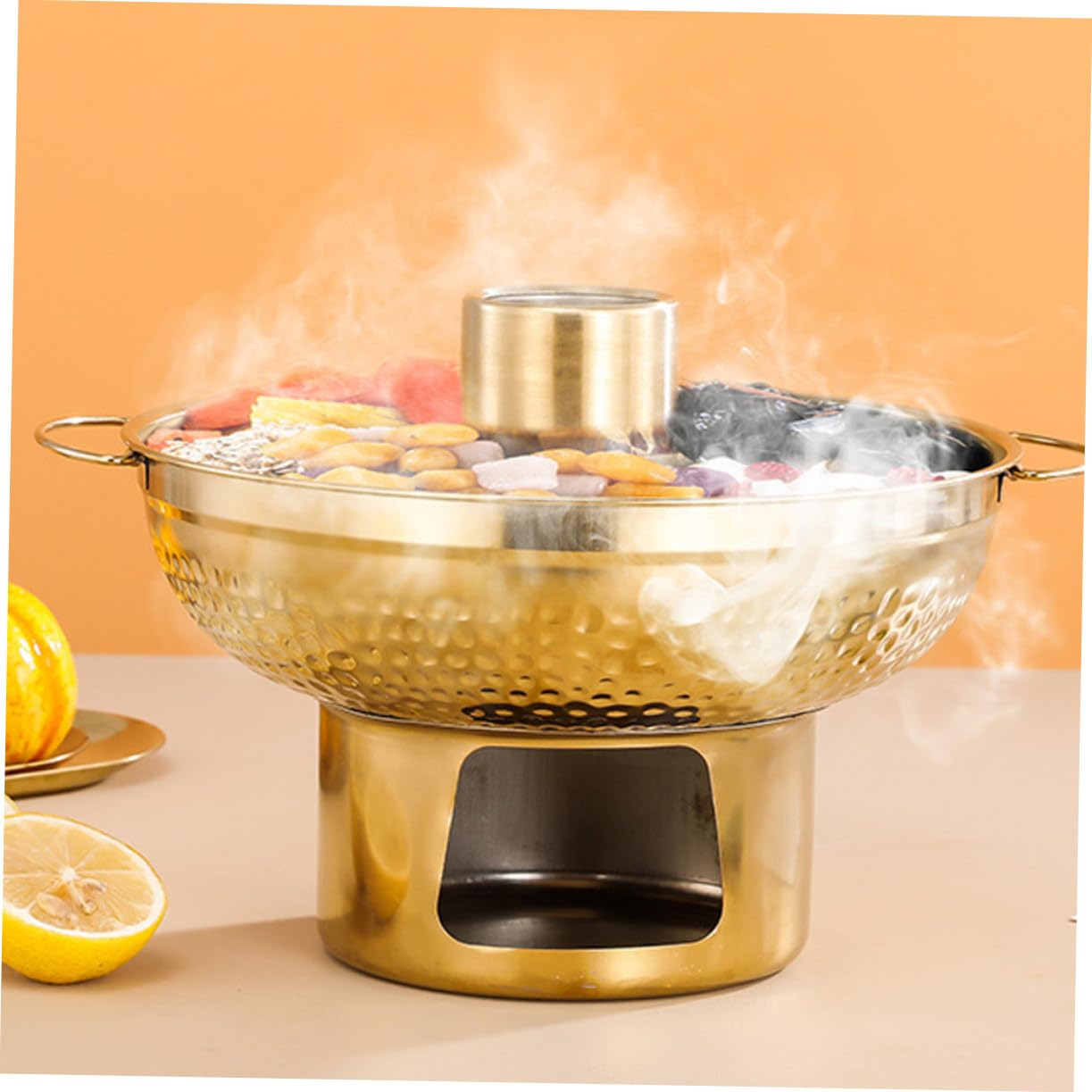 Pentola per Fonduta in Acciaio Inox 20 Cm per Sciogliere Formaggi e Dolci, Pentola Calda Monodose Fondo Conducente, Bordi Arrotondati per Uso Ristorazione e Dessert