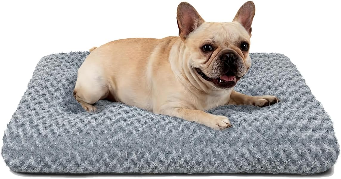 Large Dog Bed Deluxe Plush, Washable Big Dog Beds, Indestructible Dog Crate Pad, Anti-Slip Soft Pet Bed, Comfy Kennel Pad for Large, Jumbo, Small, Medium Dogs Extra, 35"x 23"-XL, Dark Gray
