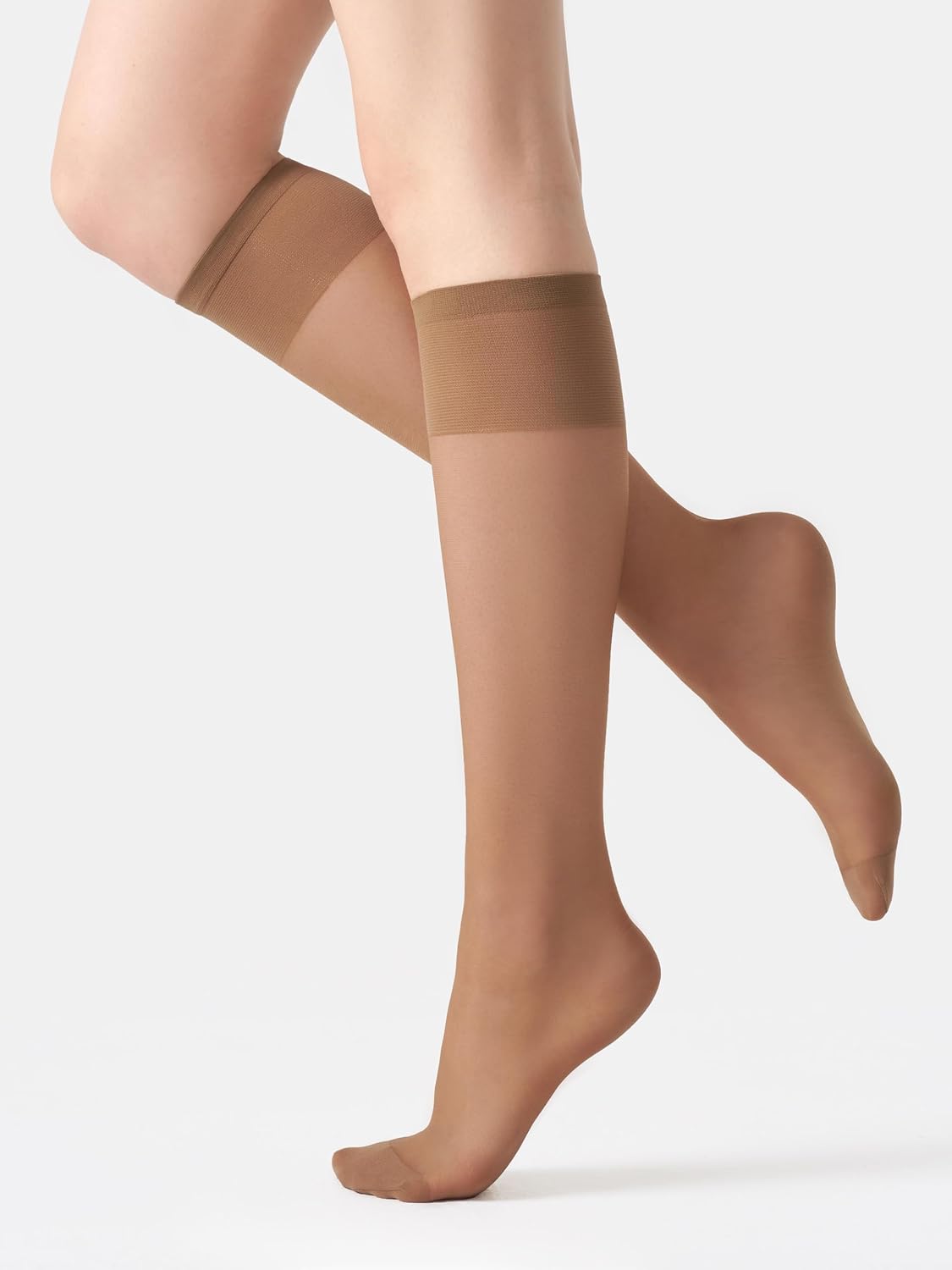 leg elegant 6 Pairs Sheer Knee High Stockings for Women, Reinforced Toe, Multicolors, 15 Denier Nylon