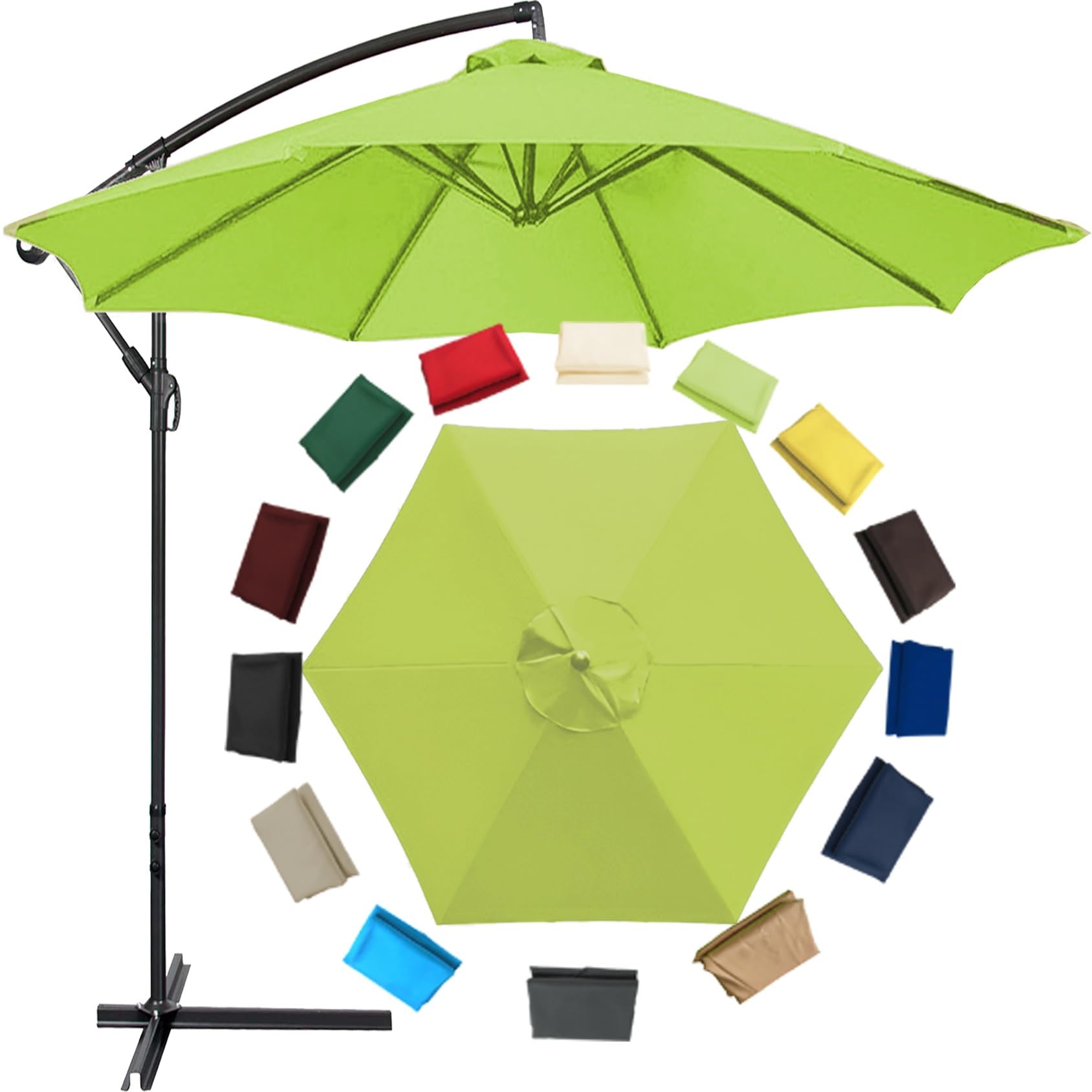 Replacement Parasol Umbrella Canopy Cover 200cm/270cm/300cm (6.5ft/8.8ft/9.8ft)+6 Arms/8 Arms Replacement Parasol Fabric Cover For Garden Umbrella Sun Umbrella Replacement Cloth(Color:Grass green,Size