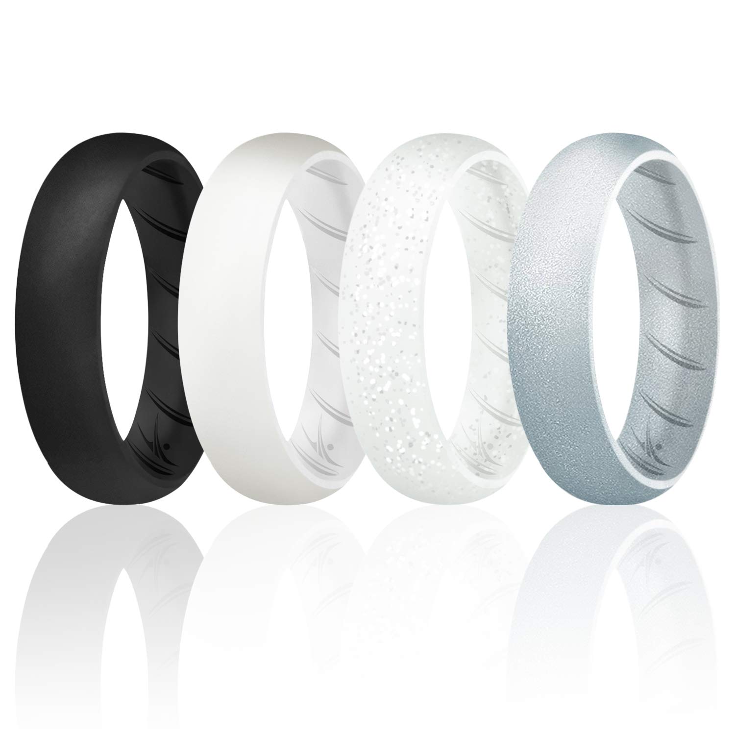 ROQ Silicone Rings for Women Breathable Silicone Rings Bands - Comfort Fit Silicone Wedding Ring for Women - Medical Grade Silicone Rubber Band - Unique Women's Silicone Wedding Ring