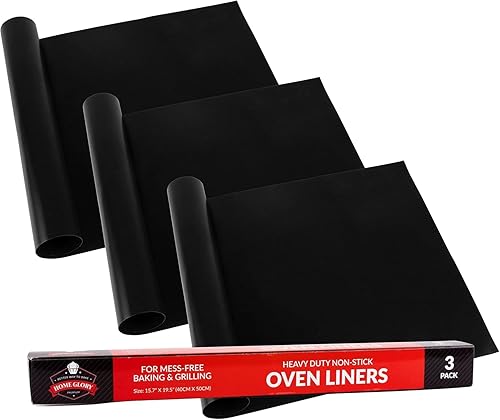 Party Bargains Antiadherente Horno Revestimientos - (3 Pack) 19.5 pulgadas 15.7 pulgadas Heavy Duty Gas Estufa, Microondas, Tostadora Eléctrica